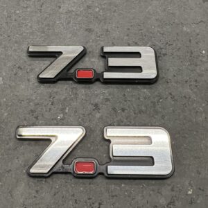 7.3-liter fender badge polished